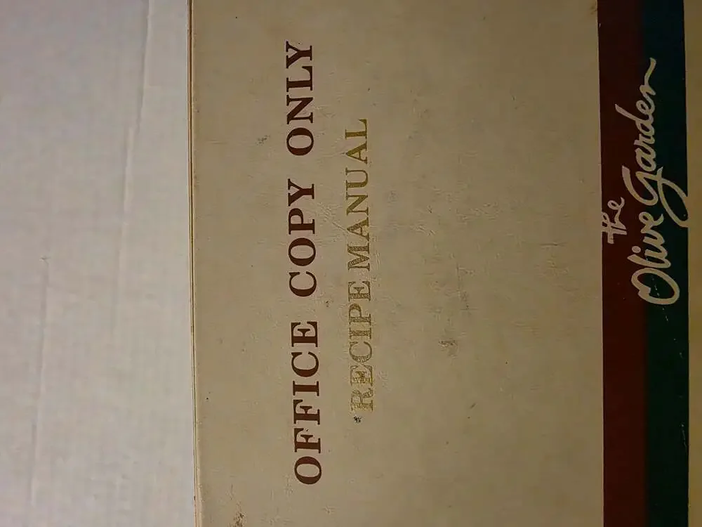 The Olive Garden Office Copy Only Recipe Manual Vintage 1990s  Restaurant Binder